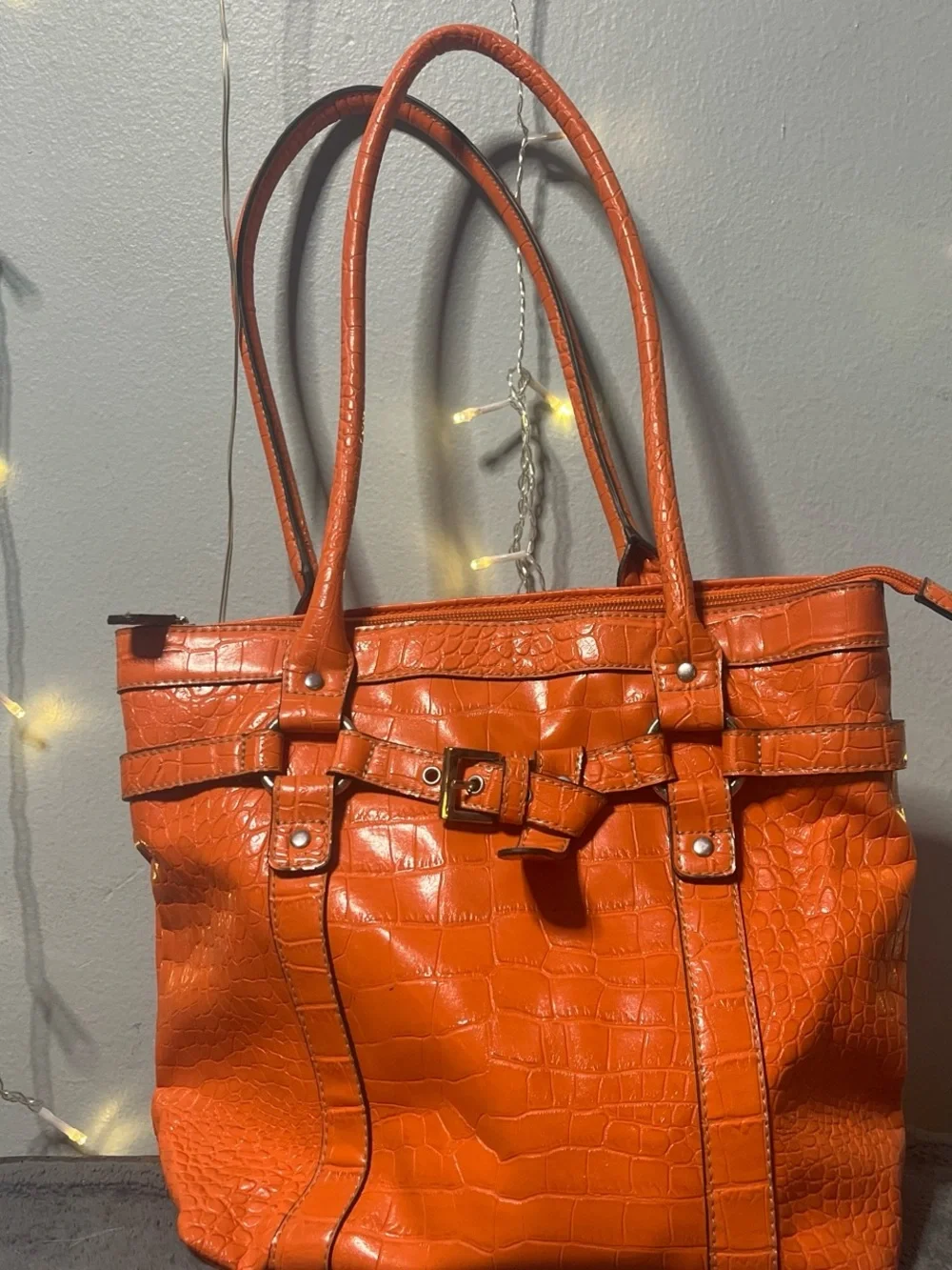 Orange Purse Alligator Handbag